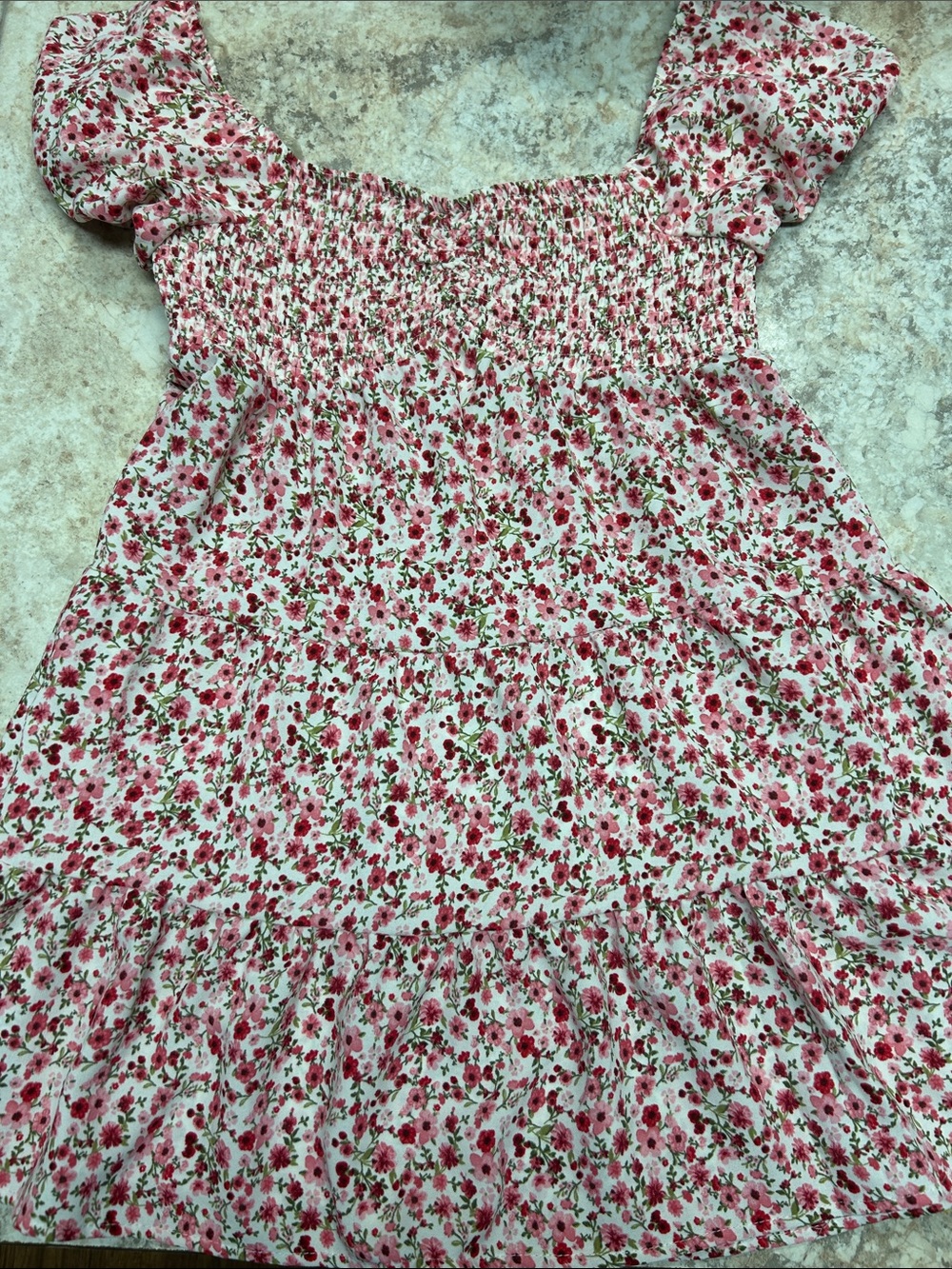 No Boundaries Pink Floral Smocked Tiered Dress